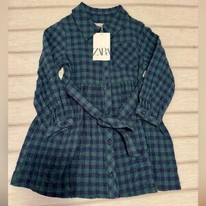 Zara Green and Navy Gingham Dress
